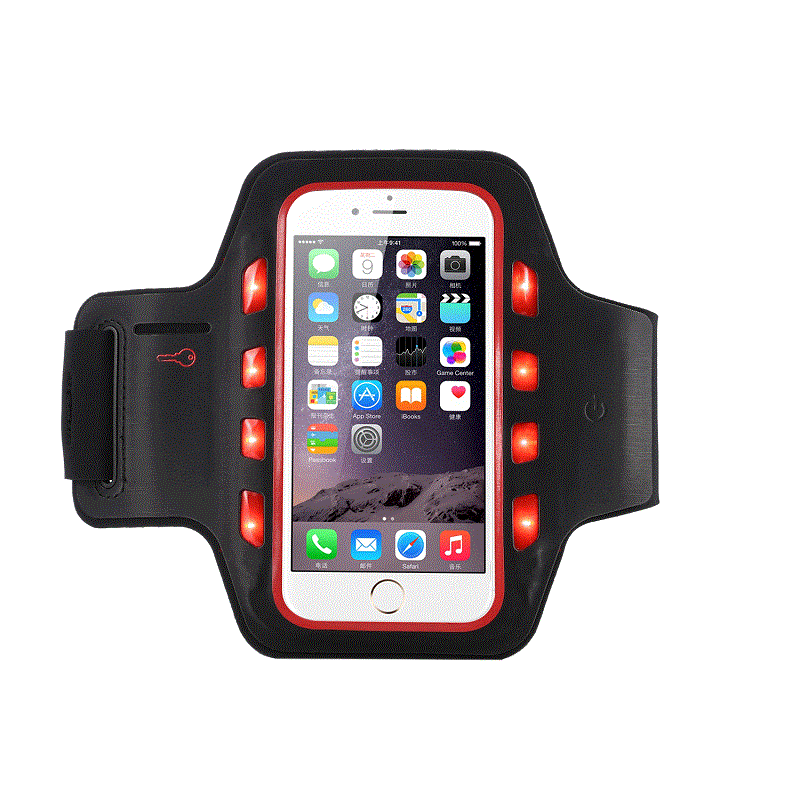 Novinky Propagační Design Logo Silk-Print LED Sport Arm Band Light Ochranný mobilní telefon Armbands pro iPhone 6- 4,7 palce